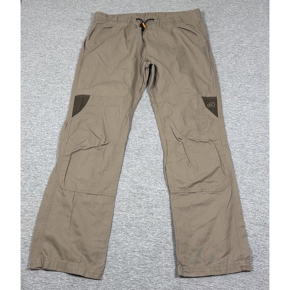 Keen Pants Mens XXL Long Beige Canvas Double Knee Drawstring Outdoor Hiking